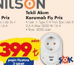 NİLSON TEKLİ AKIM KORUMALI FİŞ PRİZ fiyat ve kampanya bilgisi